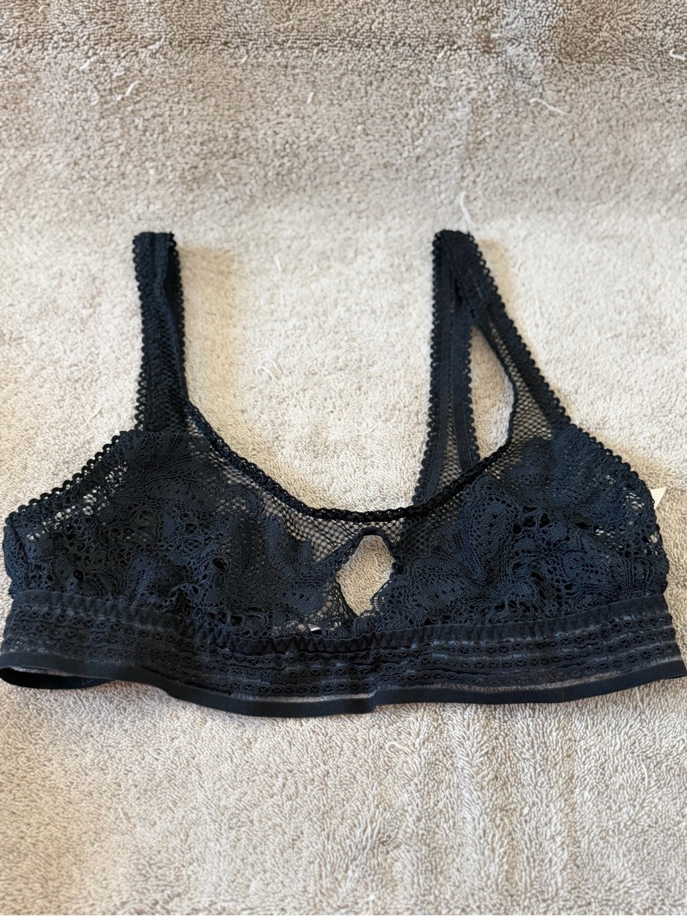 Free People Black Lace Bralette with Scalloped Trim